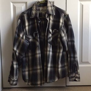 Thick tan and blue Flannel